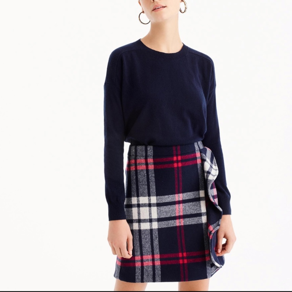 J Crew Ruffle Plaid Mini Skirt
